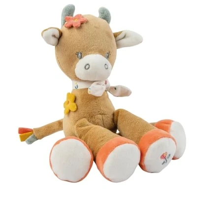 Afbeelding van Nattou Mini knuffeldier van katoen en fluweel, Mila koe voor pasgeborenen te vroeg geboren, geïntegreerde rammelaar, ca. 20 cm, Mila, Zoë Lana, beige