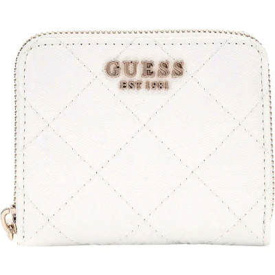 Afbeelding van GUESS Portemonnee Laurel SLG Small Zip Around Wallet White Wit