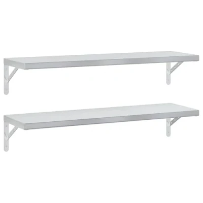 Afbeelding van vidaXL Wandschappen 2 st 100x30 cm roestvrijstaal zilverkleurig