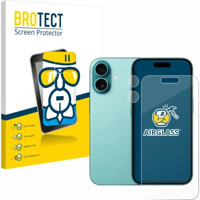 Afbeelding van BROTECT Screenprotector voor Apple iPhone 16 (Voor+Camera) Folie Beschermfolie Beschermglas transparant