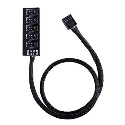 Afbeelding van ZLKSKER 4 polige PWM ventilatorhub, interne stroomverlengkabel voor pc ventilator (33 inch, 24 AWG), en 3 processorkoeler, 5 weg adapter