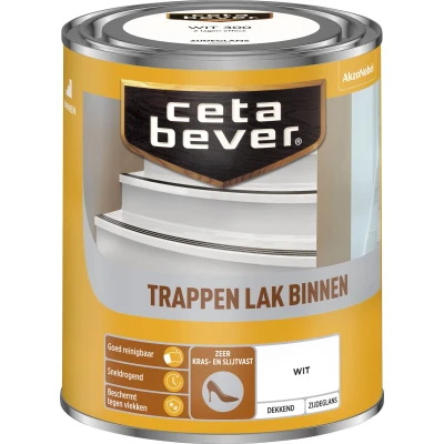 Afbeelding van Ceta Bever Dekkend Trappenlak AC 300 Wit 0,75 liter Blanke lak &amp; Beits