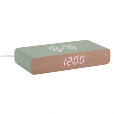 Afbeelding van Karlsson Wekker Retro Flat LED Jungle Groen Met Telefoonoplader