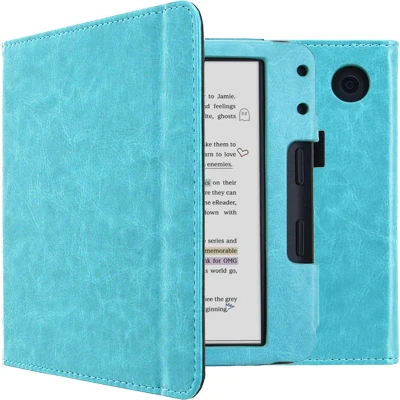 Afbeelding van imoshion Ereader Cover / Hoesje Geschikt voor Kobo Libra Colour Vegan Leather Bookcase Lichtblauw