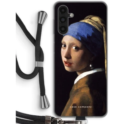 Afbeelding van Case Company® hoesje met Koord geschikt voor Samsung Galaxy A13 5G The Pearl Earring Telefoonhoesje Zwart Bescherming aan alle Kanten en Over de Schermrand