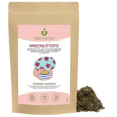 Afbeelding van Frambozenbladeren (125 g), losse thee, framboosbladeren, zacht gedroogd, 100% natuurlijk en puur voor de bereiding van kruidenthee, thee met frambozenbladeren, infusie
