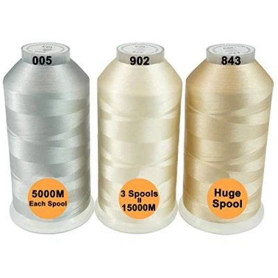 Afbeelding van New brothread Set van 3 Neutrale Kleuren Polyester Machine Borduurgaren Enorme Spoel 5000M voor Alle Borduurmachines