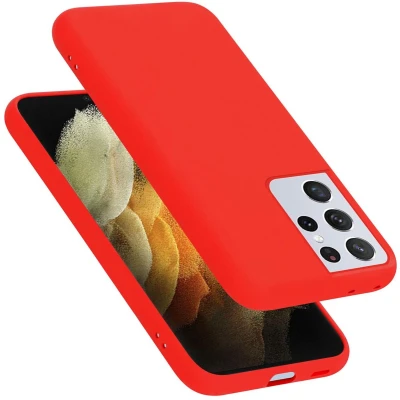 Afbeelding van Cadorabo Hoesje geschikt voor Samsung Galaxy S21 ULTRA in LIQUID ROOD Beschermhoes gemaakt van flexibel TPU silicone Case Cover
