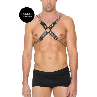 Afbeelding van Shots Ouch! Leren Harnas met Dubbele Kettingen black One Size