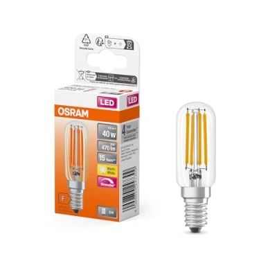 Afbeelding van OSRAM LED Speciale lamp in druppelvorm, helder, veelkleurig, 4,8 W, 470 lm, 2700 K voor warm wit licht, E14 fitting, 25 mm diameter, EEK F, dimbaar.