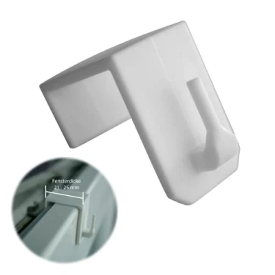 Afbeelding van 20 stuks raamhaken met clip wit voor de decoratie van je raam of het bevestigen gordijnroedes (kies bij aankoop dikte individuele raam)
