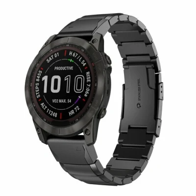 Afbeelding van Stainless steel schakelband Zwart Garmin Quatix 7X / 6X &amp; Tactix 7 (pro)