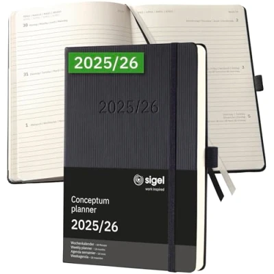 Afbeelding van SIGEL C2601 Weekalender Conceptum 2025/2026, ca. A5, zwart