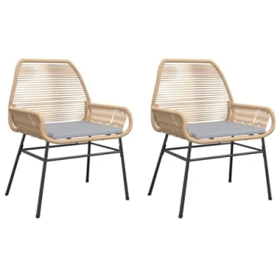 Afbeelding van Tuinstoelen 2 st met kussens poly rattan bruin