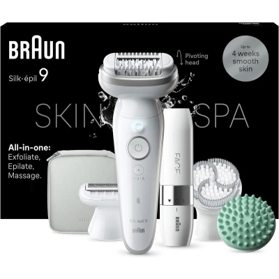 Afbeelding van Braun Silk·épil 9 SkinSpa Epilator Voor Eenvoudige Ontharing Langdurig Gladde Huid 381 Wit/Zilver