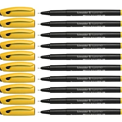 Afbeelding van Schneider Topliner 967 viltstift (Fineliner, fijne punt 0,4 mm), 10 stuks, geel