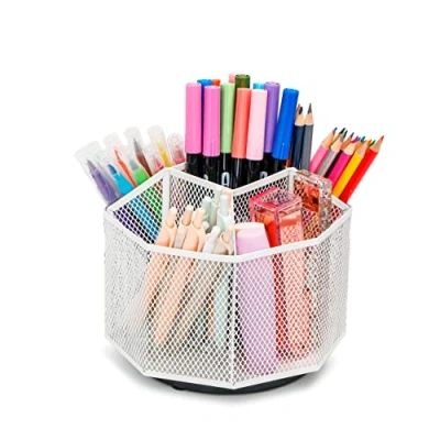 Image de EXERZ Organisateur De Bureau Rotatif À 360 , Support Filage, Système Stockage Rotatif. Base Antidérapante. Pour La Papeterie, Le Maquillage, Les Arts Et L&#039;artisanat