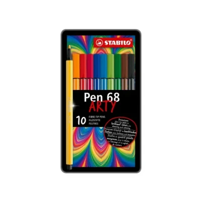 Afbeelding van STABILO Pen 68 viltstift, metalen doos van 10 stiften in geassorteerde kleuren viltstift