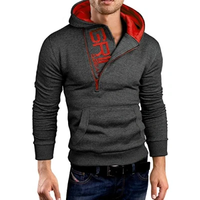 Afbeelding van Grin&amp;Bear GEC401 sweatshirt met halve ritssluiting en capuchon voor heren