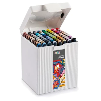 Afbeelding van Carioca Plus Sketch Marker Harde doos met dubbele puntmarkeringen, verschillende kleuren, 80 stuks