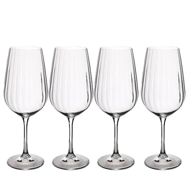 Afbeelding van Mikasa Treviso Crystal Rode Wijnglazen, 600ml, Set van 4 Loodvrije, Heldere, Fijne Glazen met Golvend Effect voor Feestelijkheden