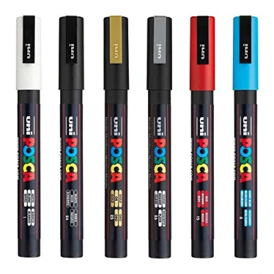 Afbeelding van Posca PC 3M Lot de 6 marqueurs à peinture pour tissu, verre, métal
