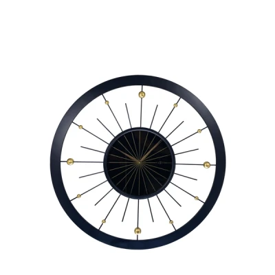 Afbeelding van Wandklok 90 cm Stille Zwart Metaal NeXtime &#039;Orbit Large&#039;