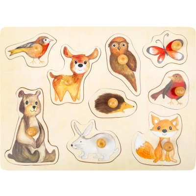 Afbeelding van Bos dieren noppenpuzzel hout