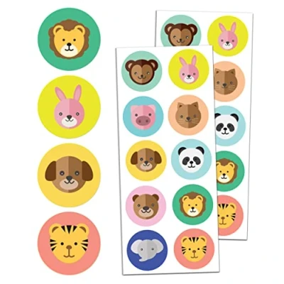Afbeelding van Stickers voor dieren, zelfklevend, honden, katten, olifanten, leeuw, 20 vellen, 200 stuks
