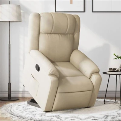 Image de vidaXL Fauteuil inclinable Crème Tissu3204989
