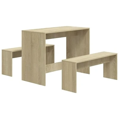 Afbeelding van vidaXL Eetset 3 stuks Sonoma eiken bewerkt hout