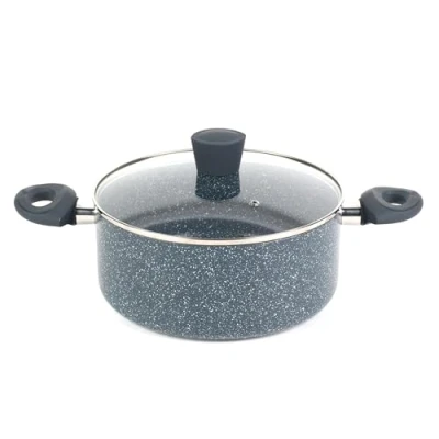 Afbeelding van Russell Hobbs Nightfall Stone RH00849EU braadpan, BPA vrij, inhoud ca. 4,5 l, antiaanbaklaag, kleine pan 24 cm, met glazen deksel, inductie, bakelieten handgrepen