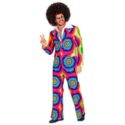 Afbeelding van Widmann Hippie Kostuum Psychedelisch Tie Dye Jaren 60 Man Multicolor XL Carnavalskleding Verkleedkleding
