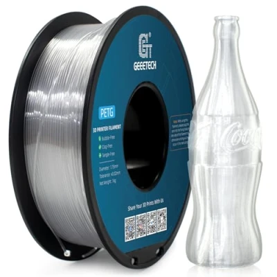 Afbeelding van GEEETECH PETG filament 1,75 mm, transparant, 3D printerfilament, 1 kg spoel, maatnauwkeurigheid +/ 0,02 mm
