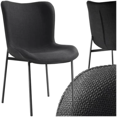Afbeelding van tectake® Gestoffeerde stoel eetkamerstoel fluweellook ergonomische vorm hoge rugleuning Draagkracht 120 kg zwart/ zwart