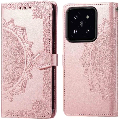 Afbeelding van imoshion Hoesje Geschikt voor Xiaomi 14T Pro Met Pasjeshouder Mandala Bookcase Rosé Goud