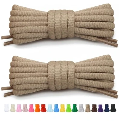 Afbeelding van Stepace [2 paar 60 cm ronde schoenveters voor sneakers, lengte 200 18 kleuren, schoenveters, Khaki (stad)