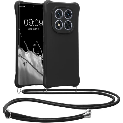 Afbeelding van kwmobile telefoonhoesjegeschikt voor Xiaomi Redmi Note 14 Pro 5G / Poco X7 Hoesje van siliconen met telefoonkoord In mat zwart
