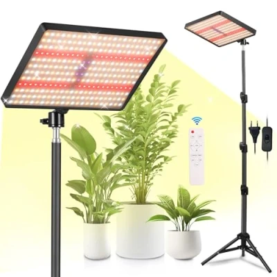 Afbeelding van MICCYE Plantenlamp met statief, 286 leds, tuinbouwlamp, led, dimbaar, timer, 4/8/12 uur, volledig spectrum UV IR groeilamp, kweeklamp voor ontkieming, groei, bloei