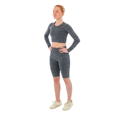 Afbeelding van Xtreme Sportswear Dames Sportset Korte Sportlegging + Sport Croptop Antraciet Melange S