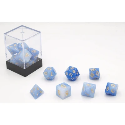 Afbeelding van Dobbelstenen Stardust Single Blauw 7set