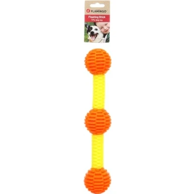 Afbeelding van Flamingo Hondenspeelgoed Lipa TPU stok met 3 ballen L geel/oranje 35,5 x 6,5 cm drijvend