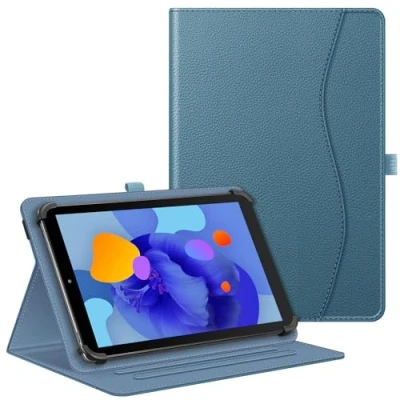 Afbeelding van Fintie universele hoes voor Blackview Tab90 11 inch/Tab 70/Tab 80 10 inch tablet, TECLAST M50HD 2024, SGIN/HotLight/DOOGEE/Lville 10,1 multi hoek 9 mistblauw