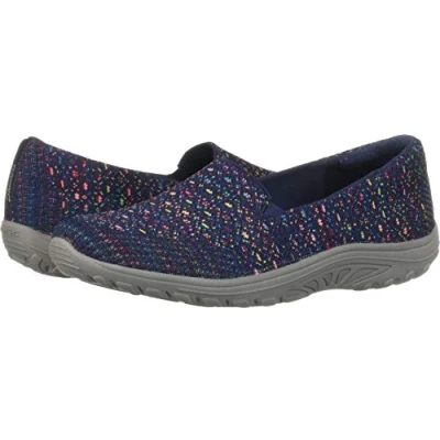 Afbeelding van Skechers Reggae Fest Wicker Engineered Knit Twin Gore Slip on (Willows) Dames vlecht (wilgen), Navy Blauw