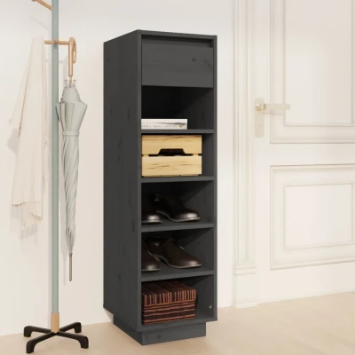 Afbeelding van Schoenenkast 34x30x105 cm massief grenenhout grijs