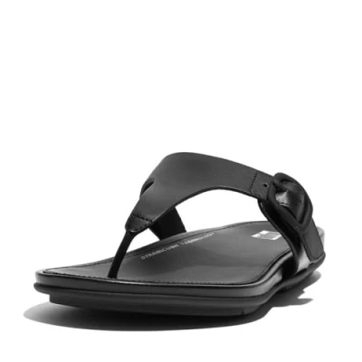 Afbeelding van Fitflop Gracie TOE POST Teensandalen, Dames, Maat: 36, All black Leer