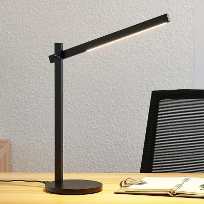 Afbeelding van Lindby LED bureaulamp met dimmer 1licht kunststof, metaal H: 43 cm zwart Inclusief lichtbron