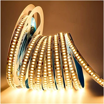 Afbeelding van Tesfish Ledstrip, 24 V, warmwit, 3000 K, 5 m, 2835, IP20, 240 leds/m, in totaal 1200 leds, superhelder, neonlicht, voor slaapkamer, keukendecoratie
