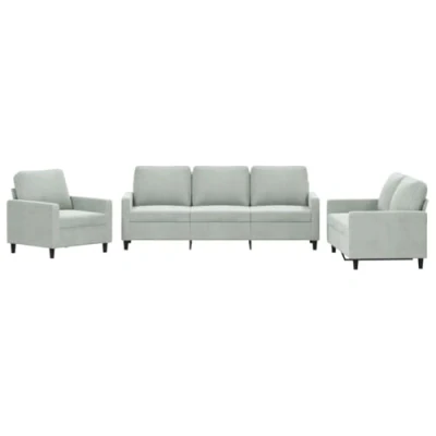 Afbeelding van vidaXL 3 delige Loungeset met kussens fluweel lichtgrijs