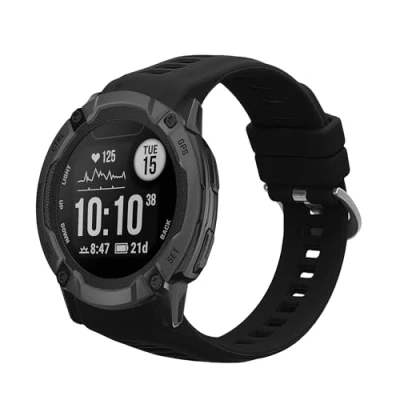 Afbeelding van kwmobile horlogebandje geschikt voor Garmin Instinct 2S polsband Smartwatch bandje van TPU Activity tracker horloge band in zwart